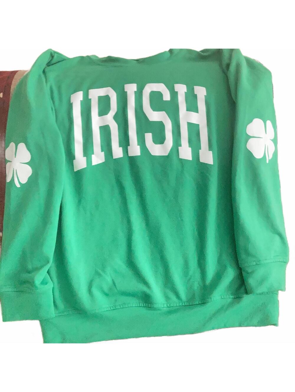 Green Irish Sweatshirt with Shamrock Sleeves